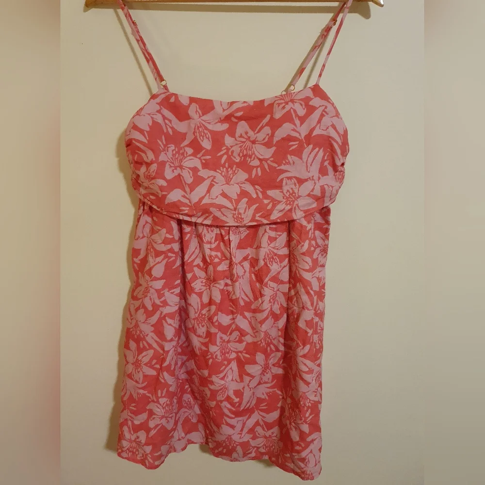 Charlie holiday floral linen blend mini summer dress sz 8 - Picture 3 of 5